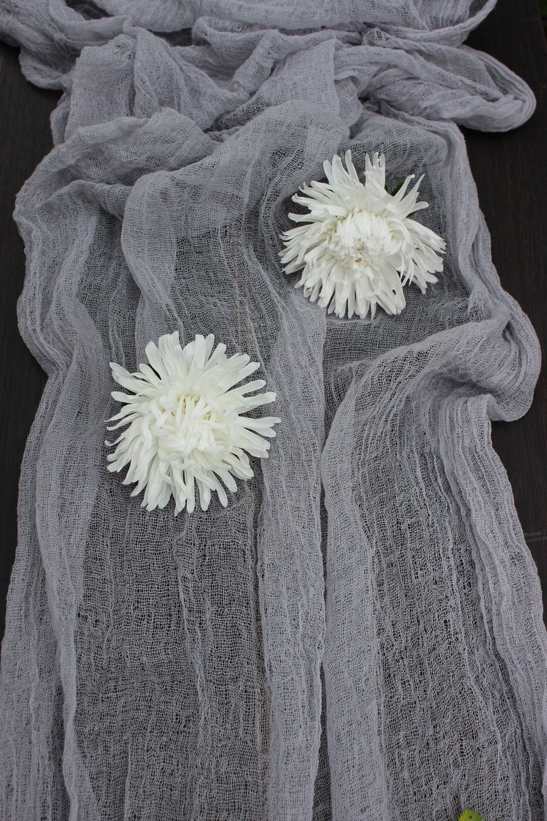 Grey Wedding Table Runner Gauze Runner Centerpieces Runner Etsy