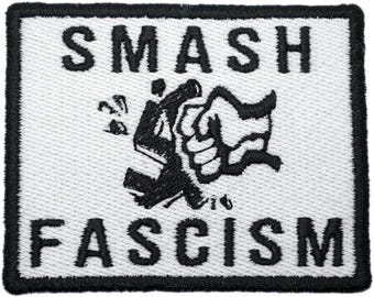 Smash Fascism Embroidered Iron On Patch - 3x2.5" | Ethical Antifascism Political Badge