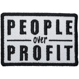 People over Profit Embroidered Iron On Patch - 3x2 | Political Ethical Text Clothes Accessory for Hats, Bags, Jackets & More
