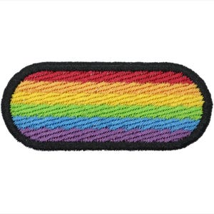 Gay Pride Embroidered Iron On Patch - 2.75x1" | Queer Rainbow LGBTQIA+ Flag Clothes Accessory for Hats, Bags, Jackets & More