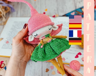 PDF PATRÓN Amigurumi Duende de Flores, Muñeco de Ganchillo, DIY, Peluche, Regalo de Ganchillo, Patrón English, Español, Français, Deutsch