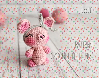 Pattern Crochet Pink Pig, Crochet Amigurumi, Handmade Gift, Crochet Pig Accessory, Crochet Animals, Bag Charm Pig, PDF Crochet Toy Pattern
