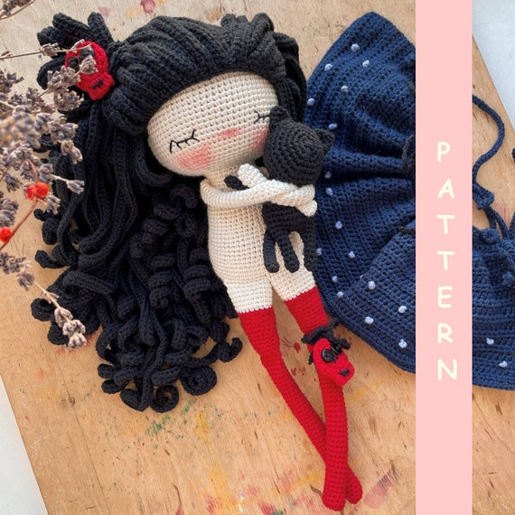 PDF Crochet PATTERN Amigurumi Doll Friendly Witch with Cat, Crochet Stuffed Toy, Best Gift Idea