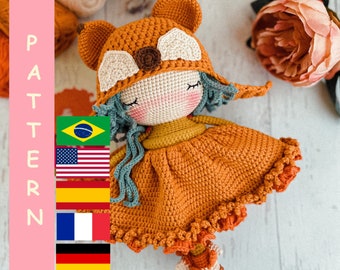 PDF Crochet PATTERN Amigurumi Doll Cute Fox,  Crochet Stuffed Toy, Best Gift Idea