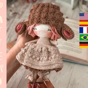 PDF PATTERN Amigurumi Doll Cute Sheep, Crochet Stuffed Toy, Best Gift Idea English, Español, Français, Portuguesa Brasileira, Deutsch
