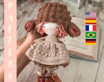PDF PATTERN Amigurumi Doll Cute Sheep,  Crochet Stuffed Toy, Best Gift Idea English, Español, Français, Portuguesa Brasileira, Deutsch