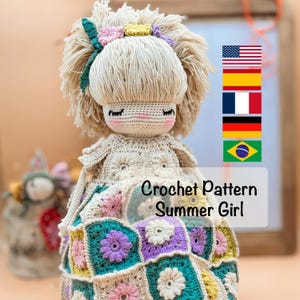 PDF Summer Girl  Doll Crochet Pattern, Amigurumi Doll Pattern, Stuffed Toy Crochet, Handmade Gift Idea