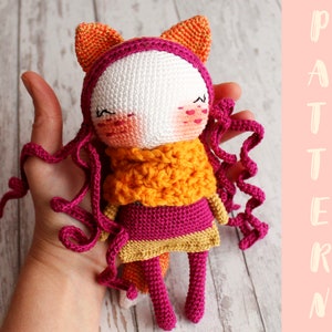 PDF Amigurumi Pattern Doll, Crochet Fox , Handmade Gift Ideas, DIY Doll, Cute Little Stuffed Toy 20 cm / 7.8&quot;