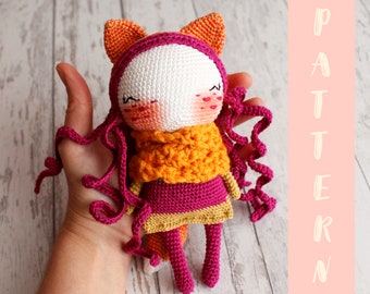 PDF Amigurumi Pattern Doll, Crochet Fox , Handmade Gift Ideas, DIY Doll, Cute Little Stuffed Toy 20 cm / 7.8"