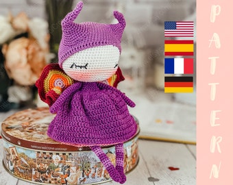 PDF PATTERN Amigurumi Little Butterfly,  Crochet Doll, DIY, Stuffed Toy, Crochet Gift, Pattern English Spanish French German