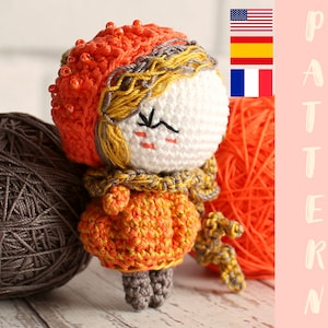 PDF Pattern Crochet Pumpkin, Amigurumi Mini Doll, Small Pumpkin Accessory, Thanksgiving Gift, DIY, Autumn Decor English Espanol Francais