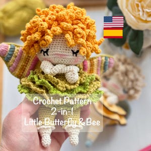 PDF Crochet Pattern 2-in-1 Little Butterfly & Bee Doll, Amigurumi Toy, Insect Doll, Cute Handmade Gift