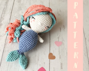 PDF Pattern Crochet Little Mermaid, Amigurumi Doll, Small  Accessory, Summer Gift, DIY, Spring Decor, English