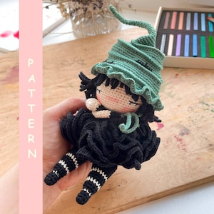 PDF Häkelanleitung Amigurumi Kleine Hexe, Gehäkeltes Kuscheltier, Beste Geschenkidee