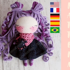 PDF Amigurumi Witch PATTERN, Crochet Little Halloween Doll, Stuffed Toy Gift English, Deutsch, Español, Français, Portuguesa Brasileira
