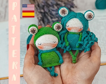 PDF Pattern Crochet Little Frogs, Amigurumi Animal, Small  Accessory, Best gift idea English, Español