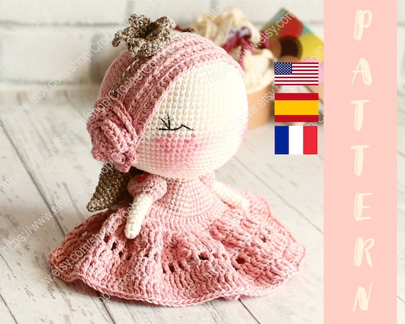 PDF Crochet Pattern Amigurumi Doll Princess, Handmade Angel Toy  20 cm / 7.8" ENGLISH, Patron ESPANOL, Patron Français