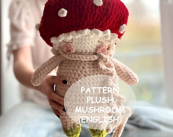PDF CROCHET PATTERN Doll Little Mushroom, Tutorial Plush Amigurumi, Stuffed Toy