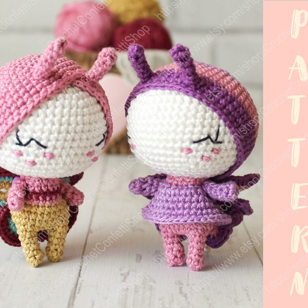 PDF Pattern Crochet Butterflies, Amigurumi Mini Doll, Small  Accessory, Easter Gift, DIY, Spring Decor