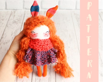 PDF PATTERN Crochet Little Bunny Doll, Crochet Amigurumi Rabbit, Crochet Dolls Pattern, DIY Doll, Little Toy 20 cm / 7.8", Crochet Gift Idea