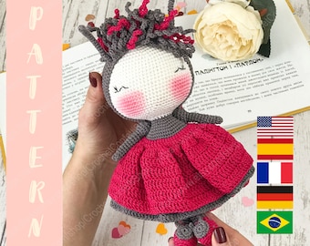 PDF PATTERN Amigurumi Ladybug, Cute Crochet Doll, Stuffed Toy English, Spanish, French, German, Brazilian Portuguese