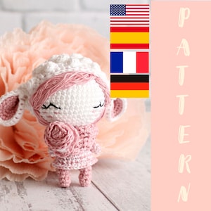 PDF Pattern Crochet Doll Sheep, Accessoire Amigurumi Sheep, Crochet Doll Pattern 9 cm / 3.5 " English, Español, Français, Deutsch