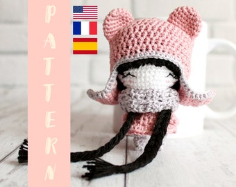 PDF Amigurumi Pattern Doll, Crochet Little Bear, Cute Amigurumi, Crochet Stuffed Toy, Handmade Gift Idea 9 cm/3.5" English, French, Espanol