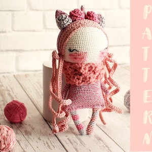 PDF Amigurumi Doll Pattern, Crochet Unicorn, DIY Doll, Best Girl Gift Idea, Cute Stuffed Toy Unicorn 20 cm / 7.8"