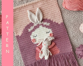 PDF PATTERN Crochet Wall Hanging Decor Bunny Marshmallow, Deco room, Easter Best Gift Idea, Wall kids decor, Crochet Rabbit