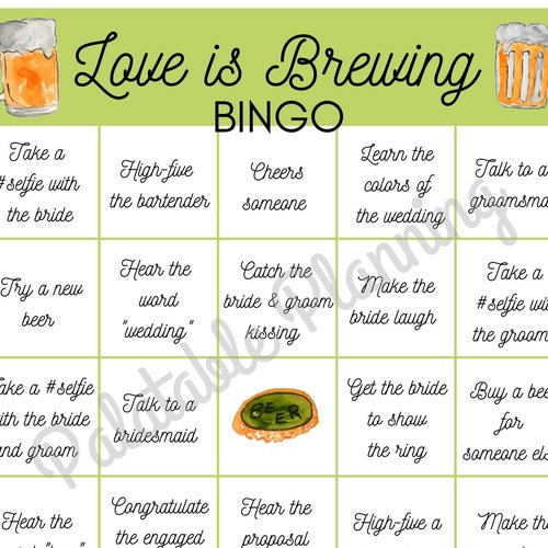 Love is Brewing Bingo Engagement Party Bingo Game Brewery Etsy