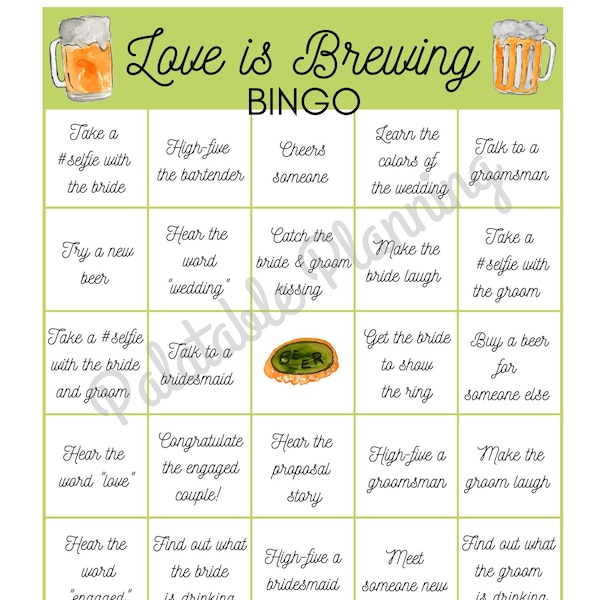 Beer Bingo Etsy