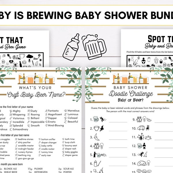 A Baby is Brewing Baby Shower Game Bundle, Co ed Baby Shower Games, Baby is Brewing Shower, Dadchelor Party, Baby Shower Beer Themed Games