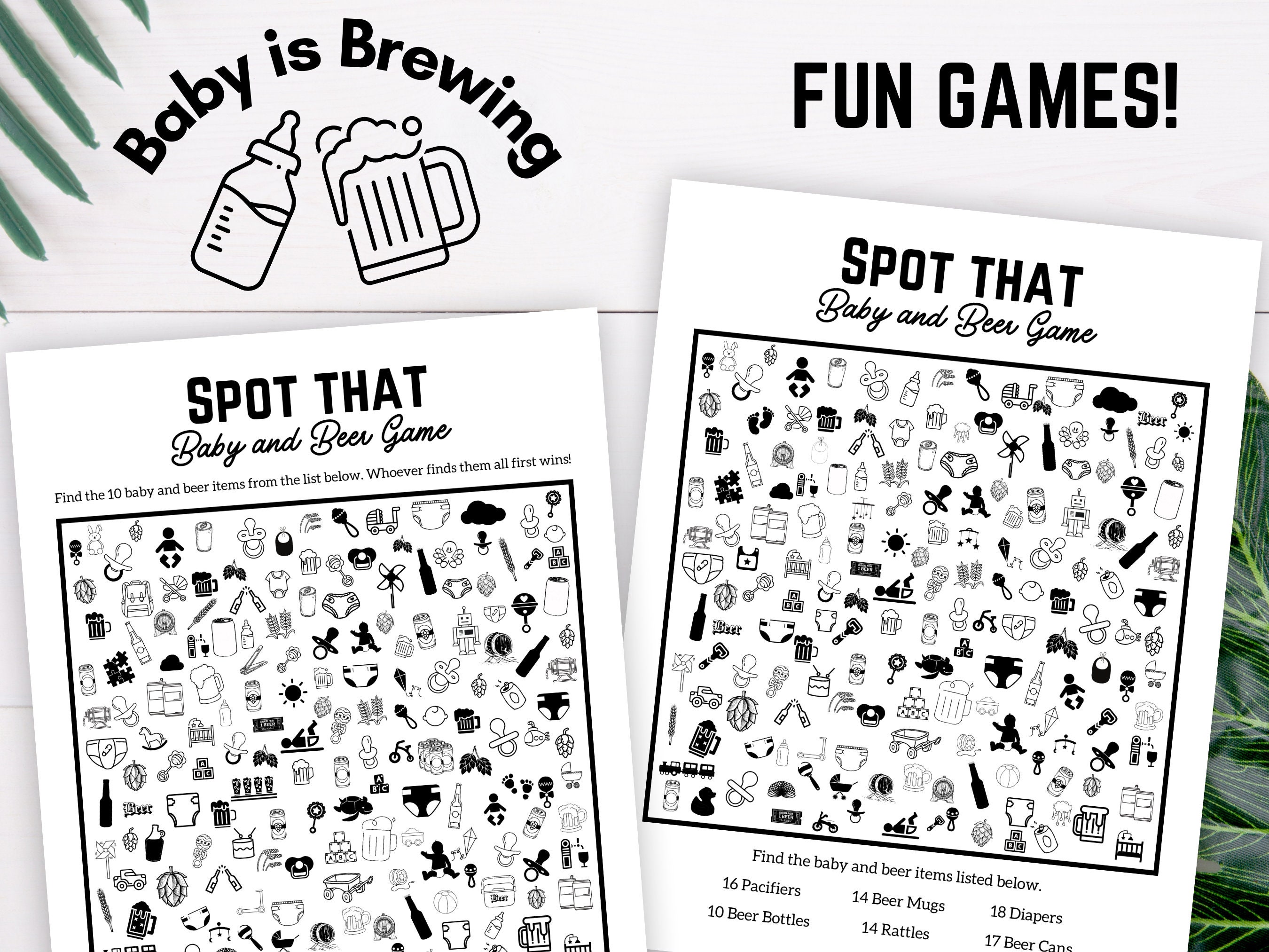 A Baby is Brewing Baby Shower Game Bundle, Co Ed Baby Shower Games