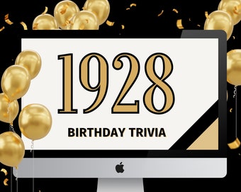 95th Birthday Trivia Game, Customizable Slideshow Trivia Game, 1928 Trivia Gameshow, Personalized Game, PowerPoint Game, Digital Download