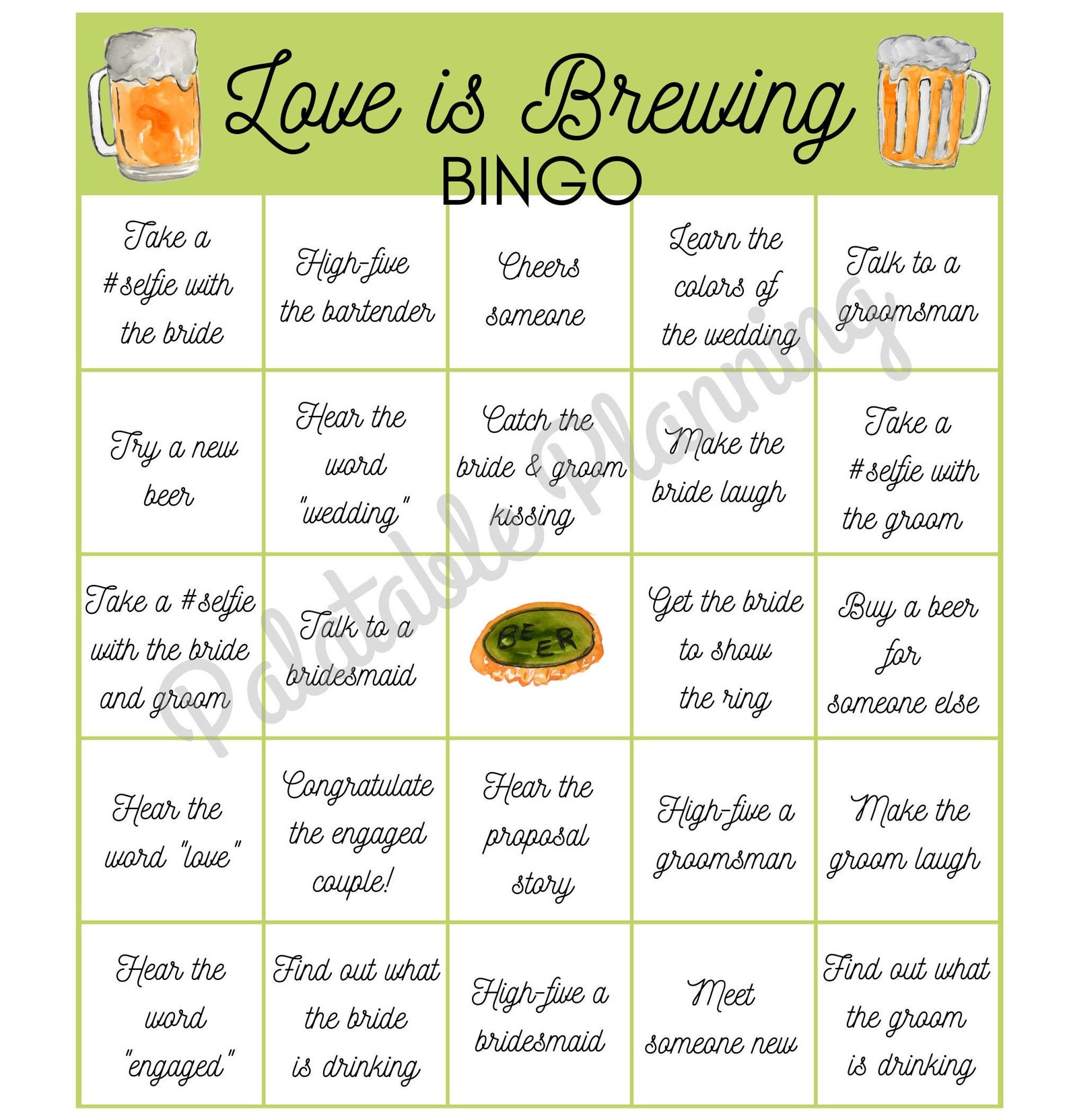 Love is Brewing Bingo Engagement Party Bingo Game Brewery Etsy