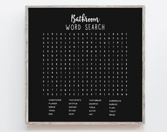 Bathroom Word Search Art Print, Kids Restroom Decor (Digital Download)
