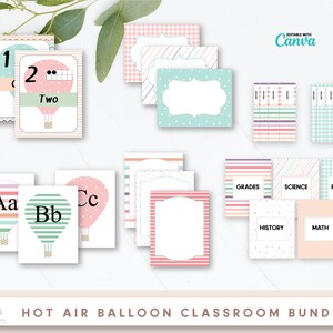 Classroom Alphabet, Classroom Numbers, Hot Air Balloon Classroom Decor, Classroom Decor Bundle, Classroom Decor Elementary
