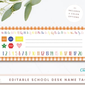 School Desk Name Tags, Back To School Supplies, kids Name Tags, Kids Desk Tags, Editable Name Tags