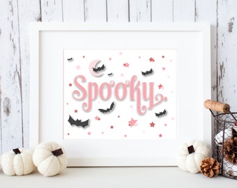 Spooky Cute Halloween Printable Art, Pink Halloween Decorations