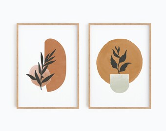 Terra Cotta Plant Art Prints, Bohemian Wall Decor (PDF)