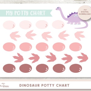 Dinosaur Potty Training Chart, Potty Chart for Girls, Potty training Sticker Chart, Toddler Potty Chart