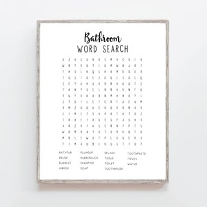 Bathroom Word Search Kids Wall Art Decor