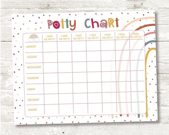 Rainbow Potty Training Chart, Potty Chart for Girls, Potty