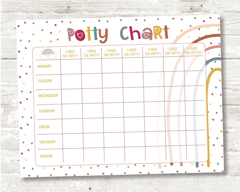 Rainbow Potty Training Chart, Potty Chart for Girls, Potty training Sticker Chart, Toddler Potty Chart, Printable Kids Chart image 2