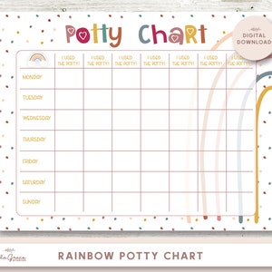 Rainbow Potty Training Chart, Potty Chart for Girls, Potty training Sticker Chart, Toddler Potty Chart, Printable Kids Chart image 1