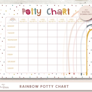 Regenbogen-Töpfchen-Diagramm, Töpfchen-Diagramm für Mädchen, Töpfchen-Training-Aufkleber-Diagramm, Kleinkind-Töpfchen-Diagramm, druckbare Kinder-Diagramm