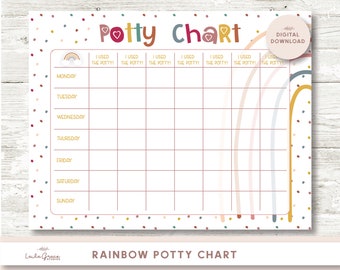 Rainbow Potty Training Chart, Potty Chart for Girls, Potty training Sticker Chart, Toddler Potty Chart, Printable Kids Chart