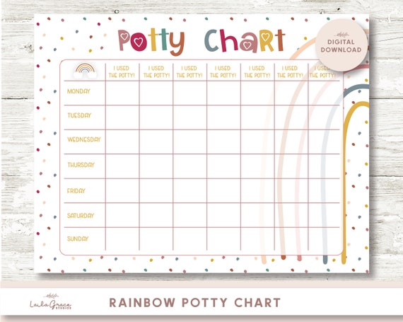 Rainbow Potty Training Chart Potty Chart for Girls Potty