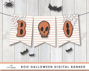 Halloween Printable Kids Party Banner, Boo, spooky decorations, Holiday Decor