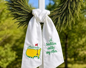 Guirnalda de golf / Decoración para puerta para amantes del golf / Decoración para porche de torneo de golf / Decoración de primavera para porche / Guirnalda blanca bordada